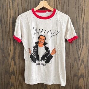 Vintage • Hand Distressed Happy Days Ringer Tee